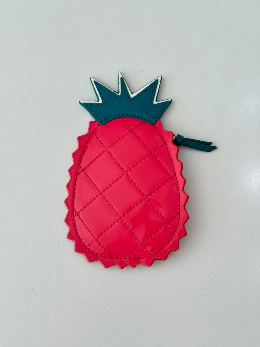 Vintage Coach Pineapple Fruit Coin Purse Zipper Pouch Pink Green Patent Leather